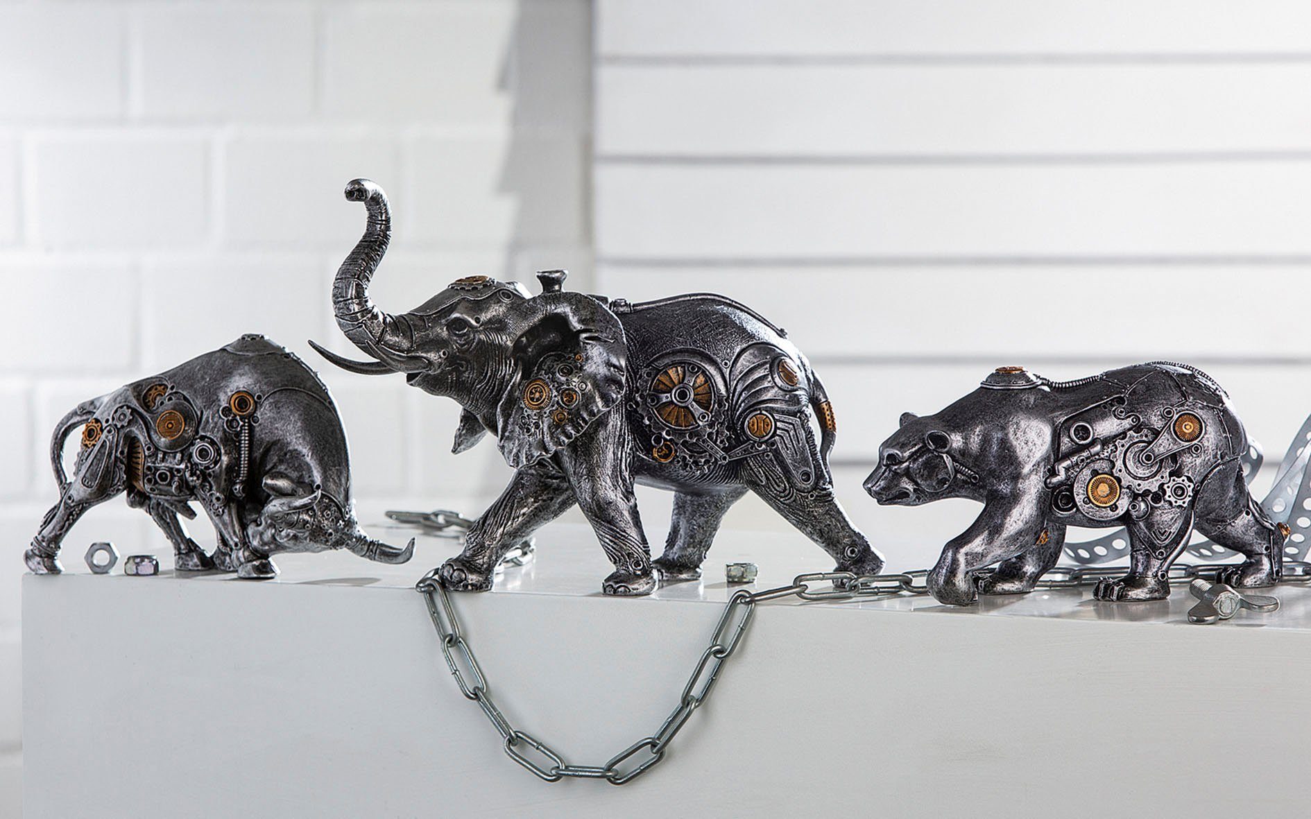 Casablanca by Gilde Tierfigur Skulptur Steampunk Elephant (1 St), mit kupferfarbenen Elementen
