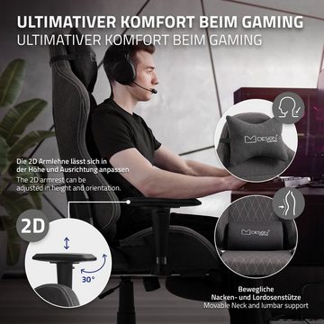 ML-DESIGN Gaming-Stuhl Massage Bürostuhl mit Armlehne Verstellbar Ergonomischer Stuhl, Schreibtischstuhl aus Stoff Grau-Weiß drehbar 360° 72x72x131cm