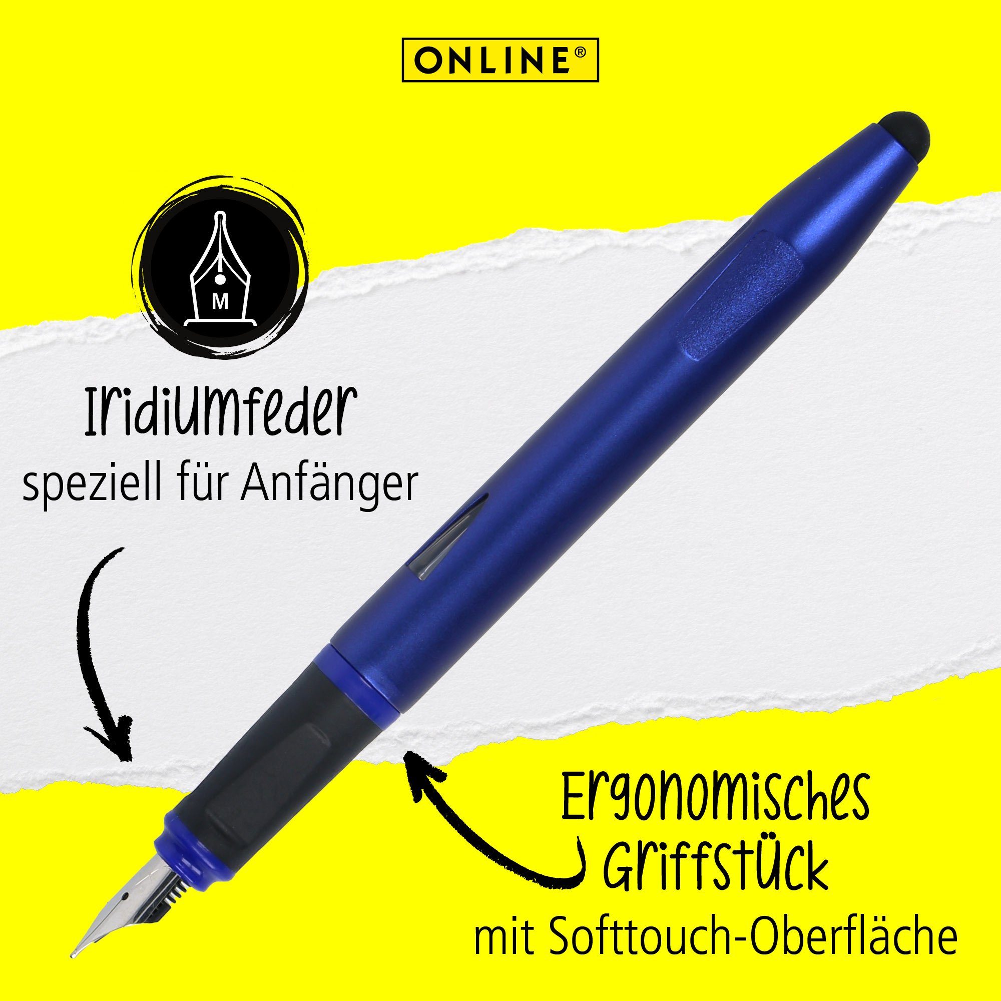 Online Rollerball ergonomisch, ideal Pen Blau Füller zum Anfängerfüller Starter, & Switch Schreiben-Lernen,