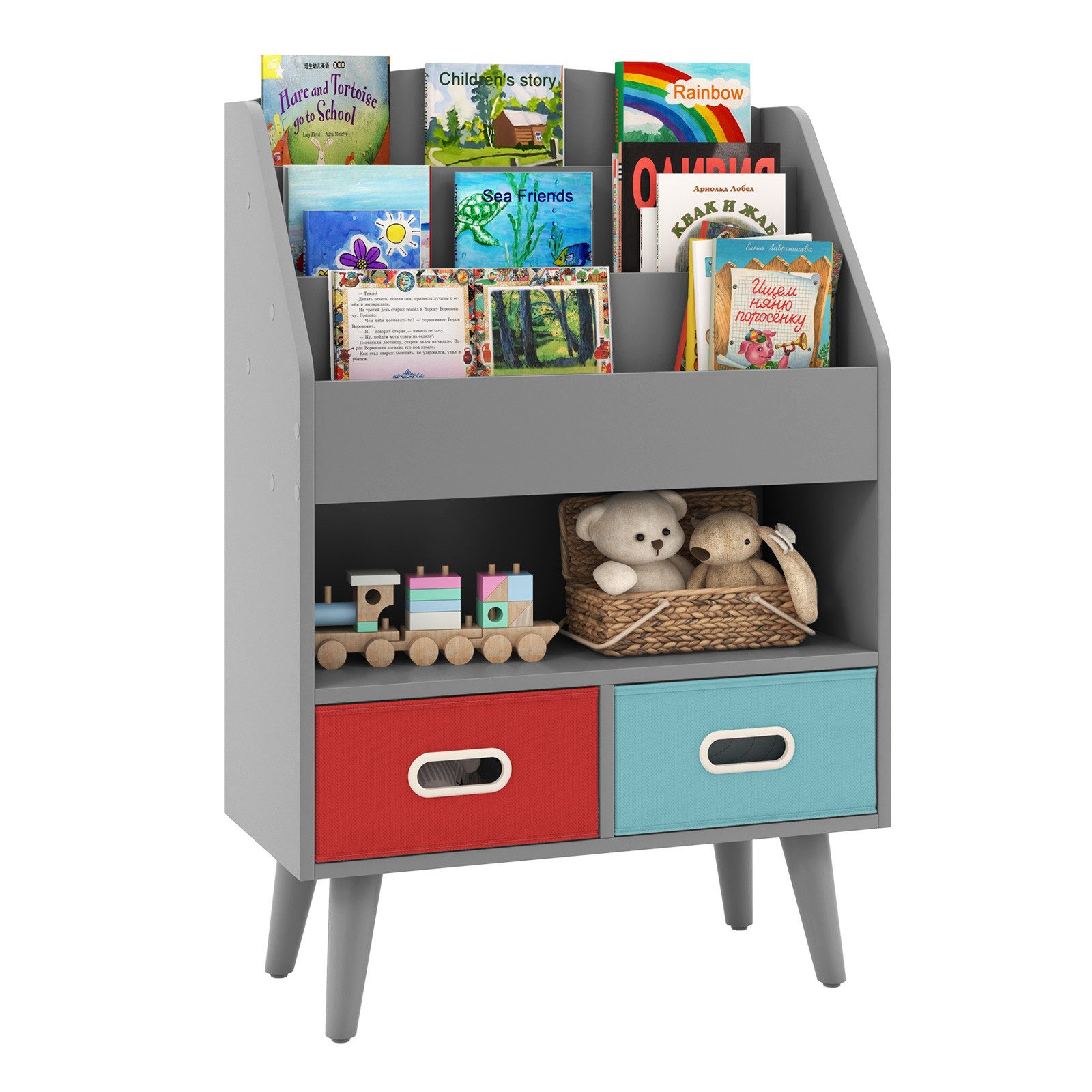 KOMFOTTEU Bücherregal, Kinderregal mit 3-stöckigen Regalen, günstig online kaufen