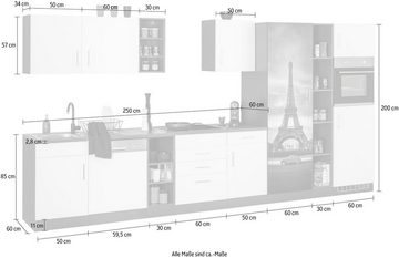 HELD MÖBEL Küchenzeile Paris, ohne E-Geräte, Breite 400 cm