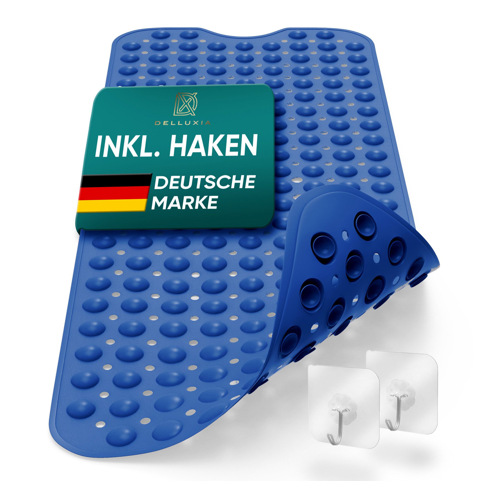 Delluxia Wanneneinlage Badewannenmatte rutschfest für Kinder & Erwachsene, B: 40 cm, L: 100 cm, inkl. Aufhängung, geruchsfrei, schimmelfrei, ohne Weichmacher