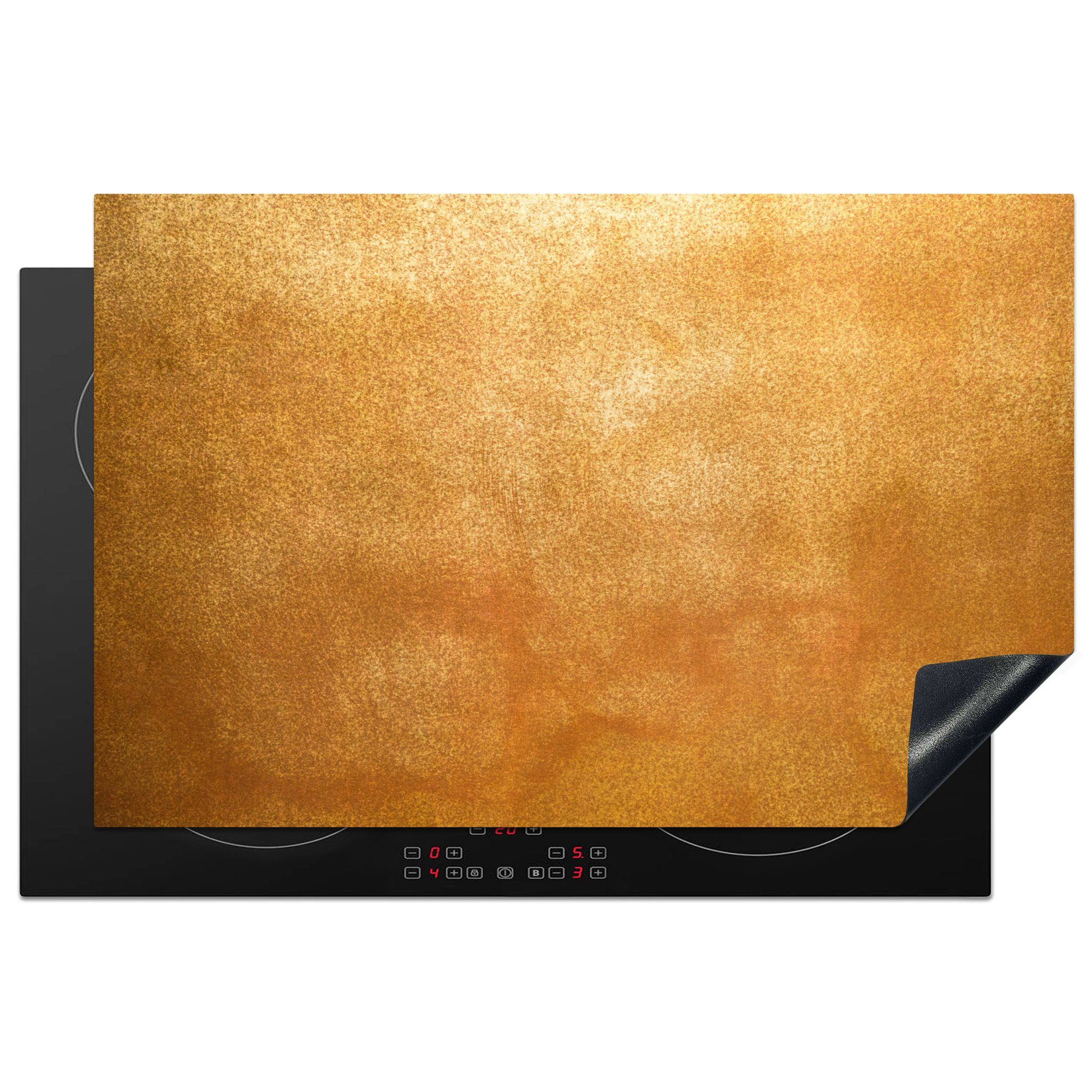MuchoWow Herdblende-/Abdeckplatte Eisen - Rost - Gold - Metall - Luxus, Vinyl, (1 tlg), 81x52 cm, Ceranfeldabdeckung, Arbeitsplatte für küche