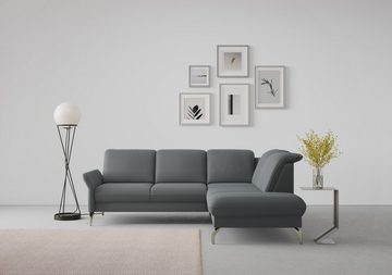 sit&more Ecksofa Fashion L-Form, wahlweise mit Kopfteilverstellung, Vorziehsitz, motorisch, Nickelfüße