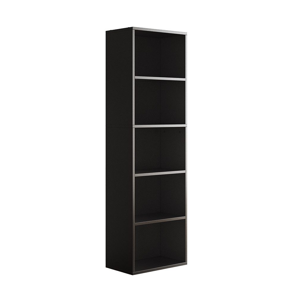 Vicco Bücherregal Bob, Schwarz, 40 x 132 cm mit 5 Fächern