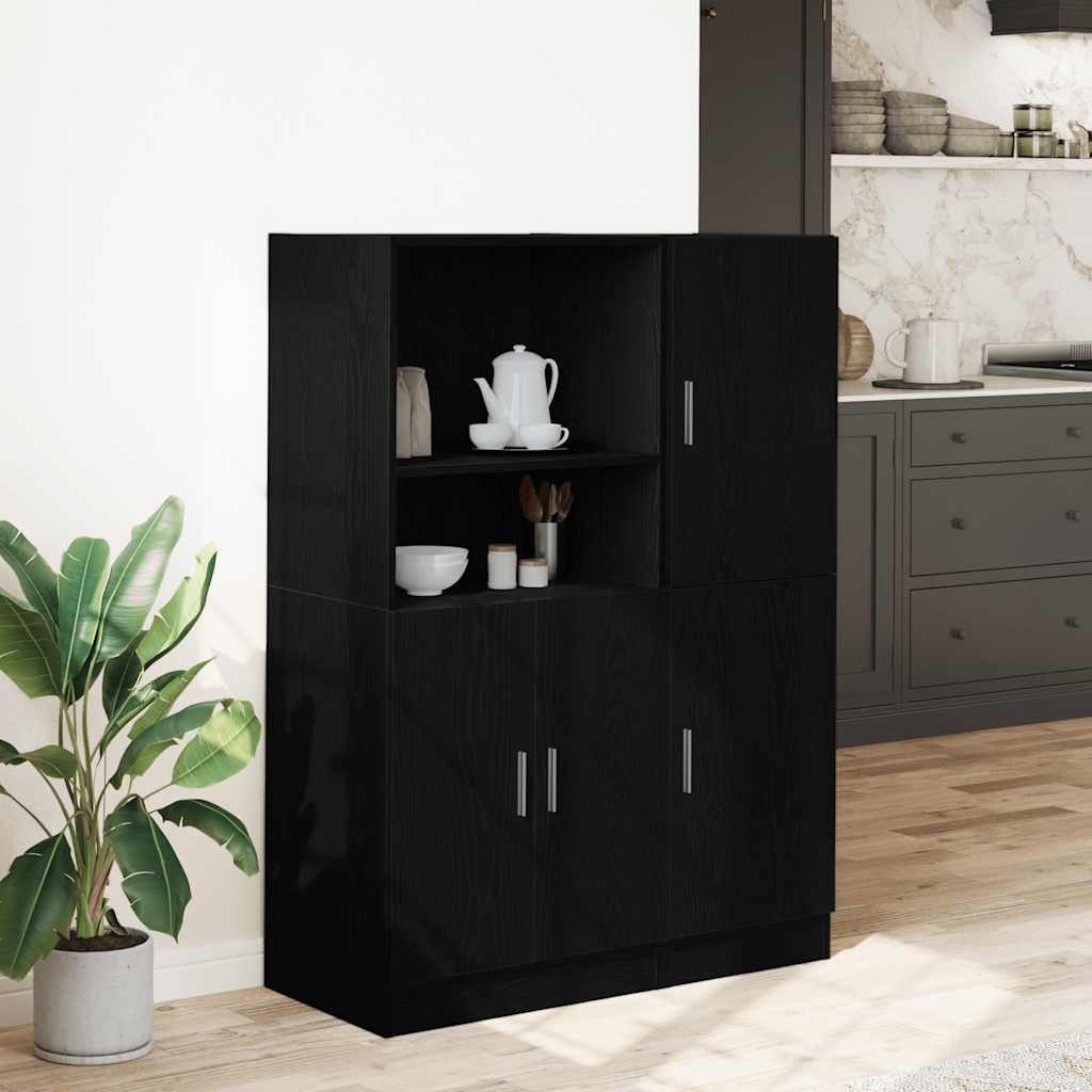 vidaXL Regal 2-tlg. Küchenschrank-Set Schwarz Holzwerkstoff, günstig online kaufen