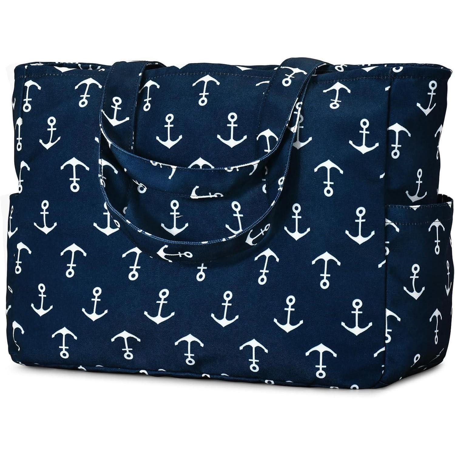 XL-Strandtasche Strandtasche XXL Damen Wasserdicht Reißverschluss Faltbar Anker