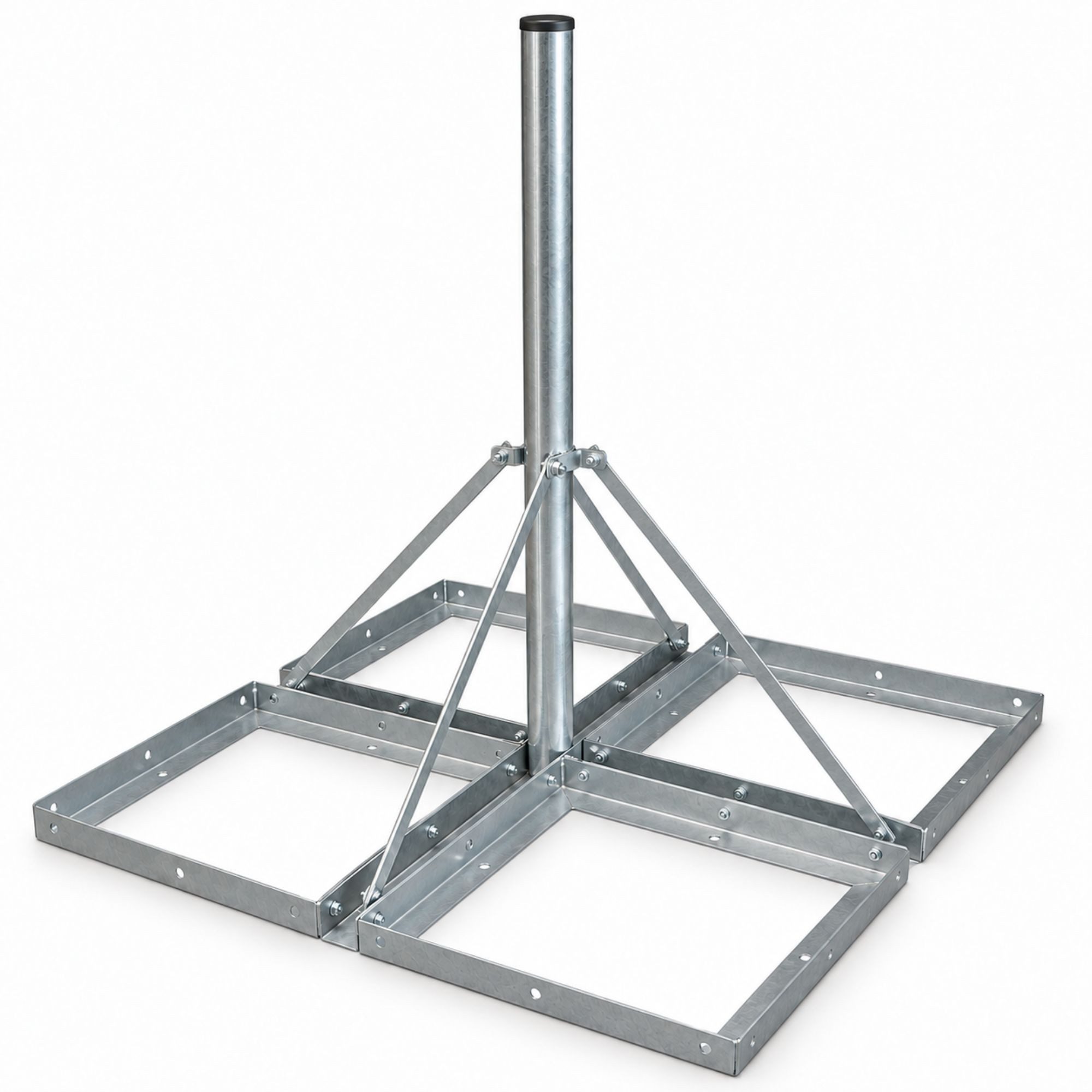 PremiumX SAT-Halterung Flachdachständer DELUXE 4x 50x50cm 1,2m Mast 60mm Balkonständer