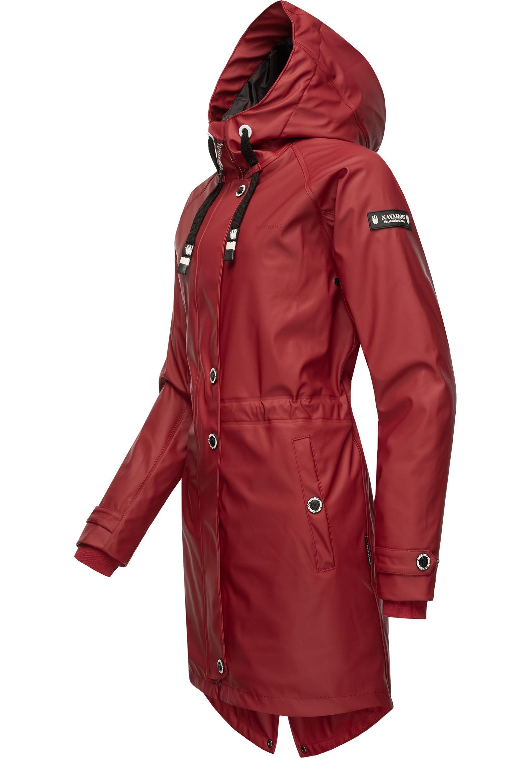 mit Kapuze Regenmantel Navahoo Damen Regenjacke blutrot Flower modischer Rainy