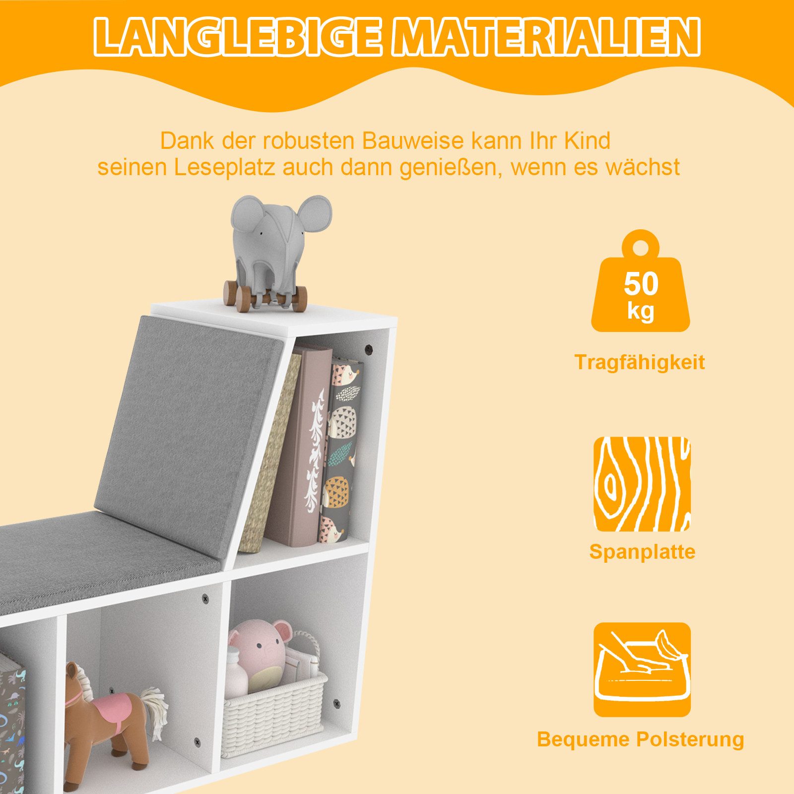 radelldar Bücherregal Kinderregal, Holz mit 2 günstig online kaufen