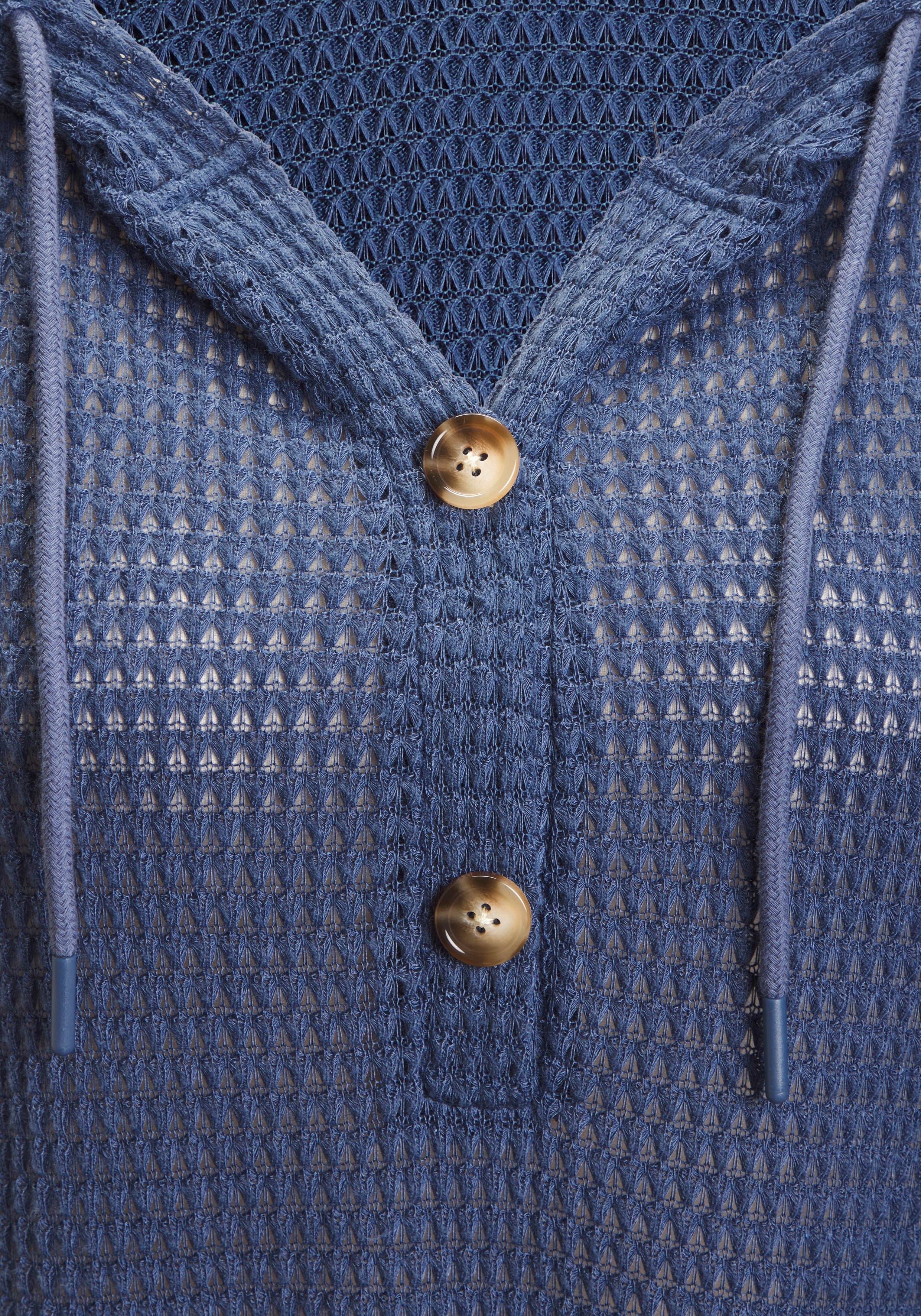 LASCANA Kapuzenshirt aus Waffelstrick mit Knopfleiste – Bild 5 von 5