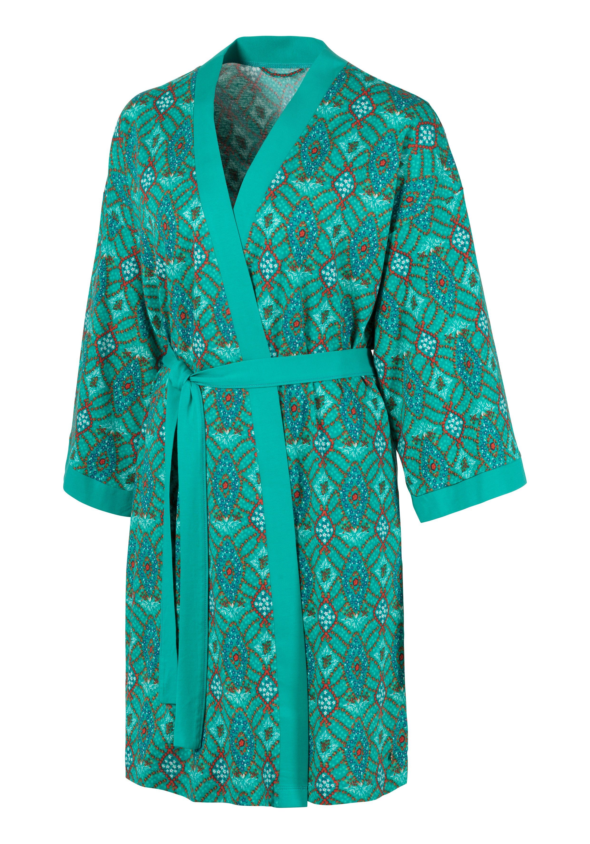 Kimono, Ornamentdruck s.Oliver Binden zum Baumwoll-Mix, Kurzform, Gürtel, mit