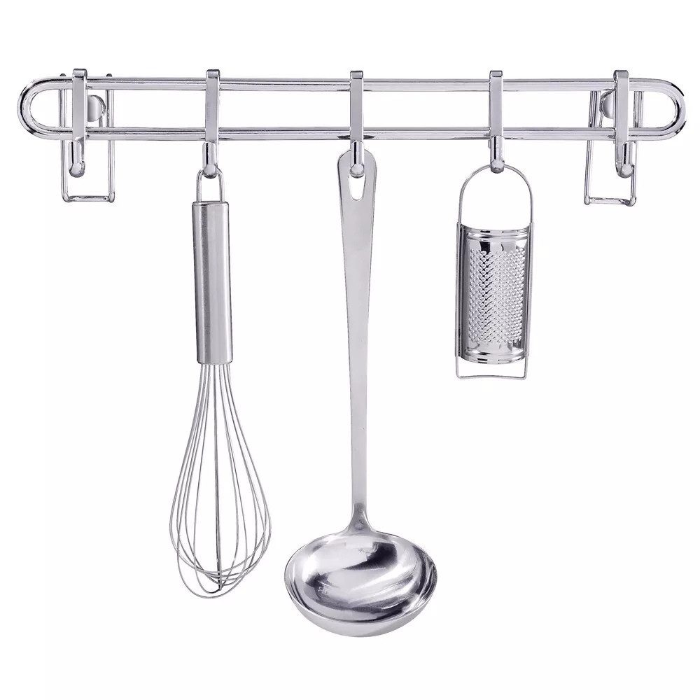 WENKO Hakenleiste Küchenutensilien Haken Halter, (Spar-Set, 1 St., stilvoll praktisch), mit 5 Haken