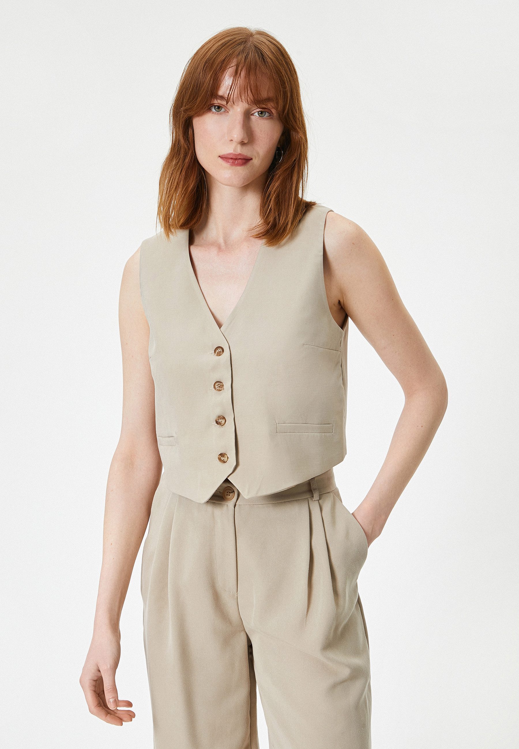 Koton Anzugweste V-Kragen Klassisch Anzugweste