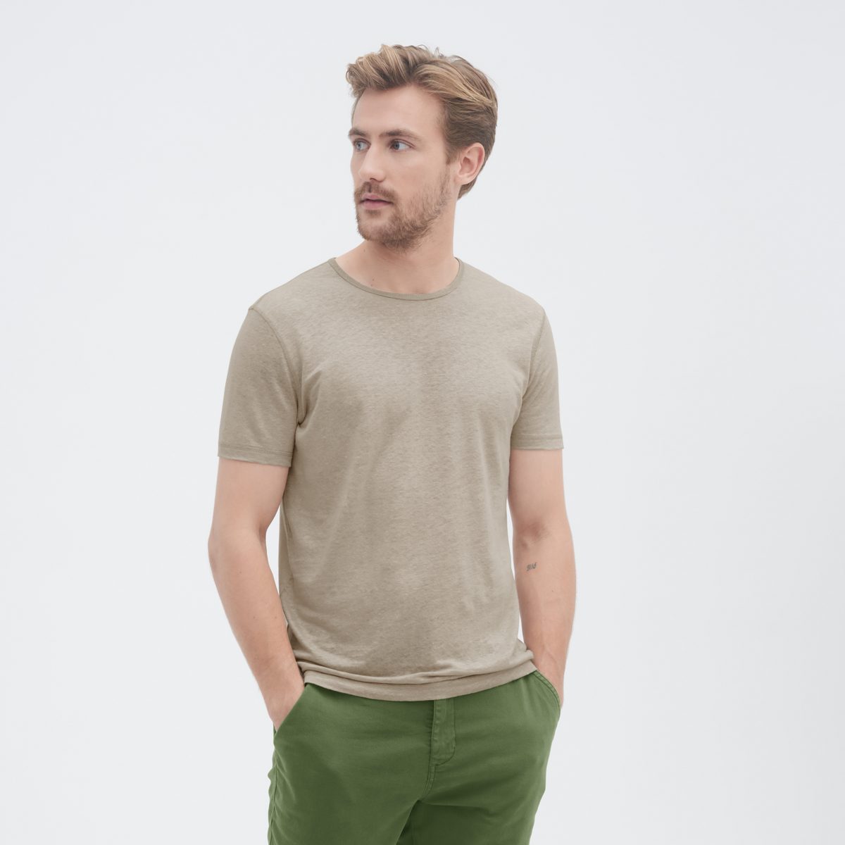 LIVING CRAFTS warme Tage Natural Leichter ANDY Leinen-Stoff für T-Shirt Linen