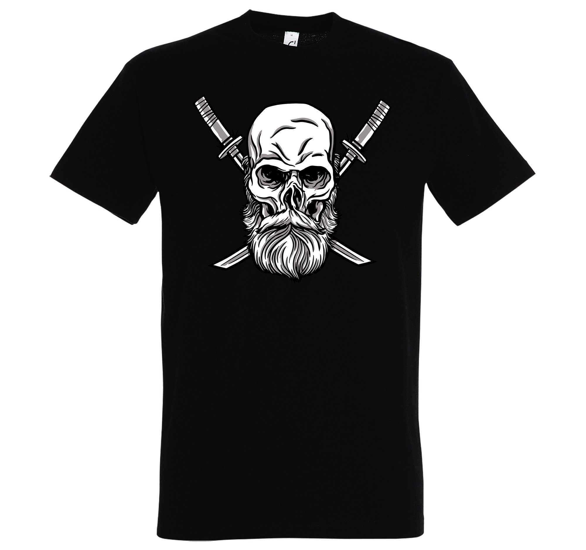 Youth Designz T-Shirt Schädel mit Katana Shirt Frontrpint trendigem Schwarz Herren