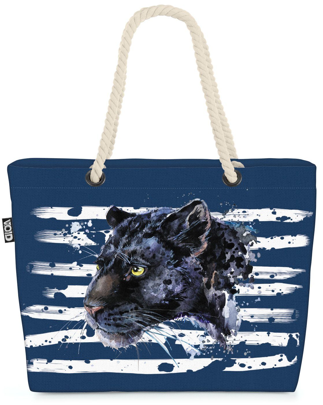 VOID Strandtasche Tier Katze blau Wildkatze Raubtier (1-tlg), Panther