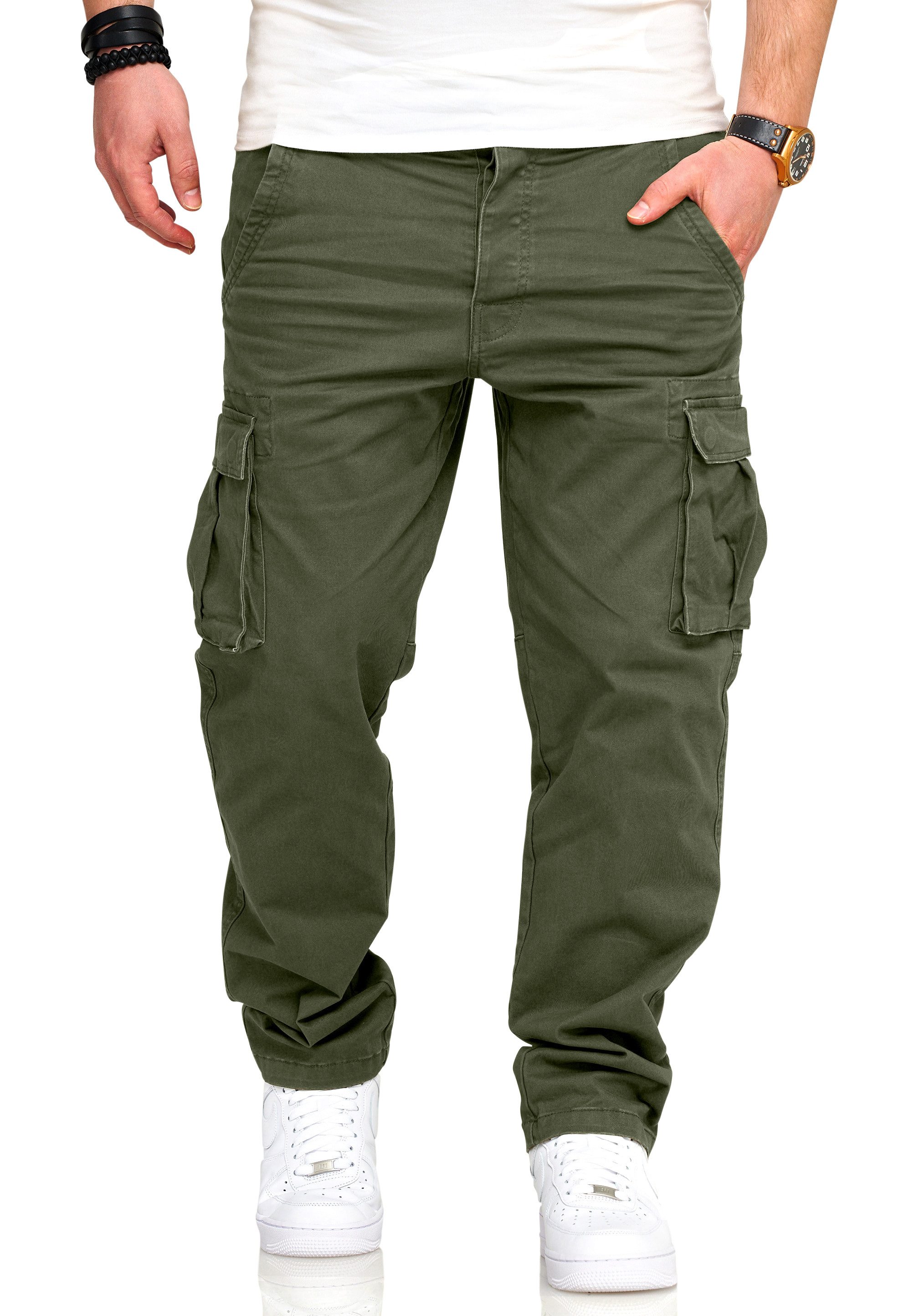 DAILY COTTON Cargohose als Stoffhose mit Stretch Chino Cargo Hose mit Gürtelschlaufen für Herren – Bild 2 von 3