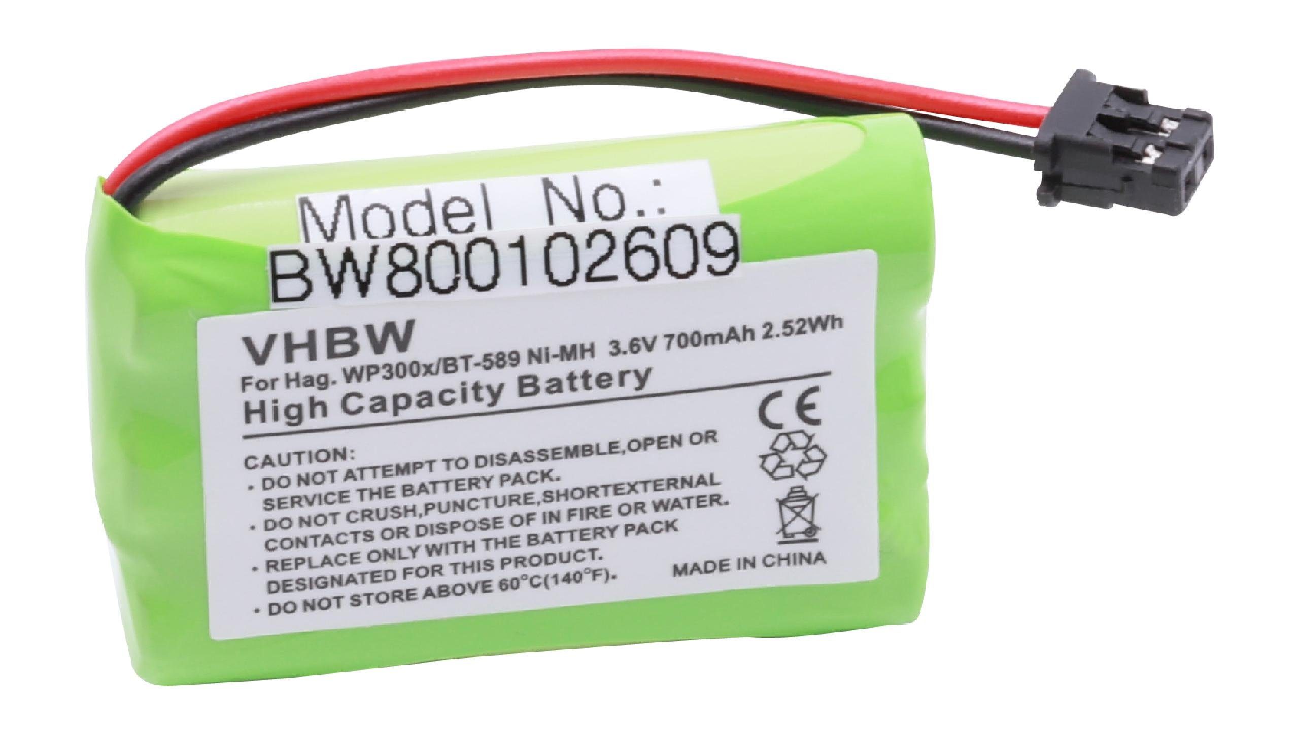 vhbw kompatibel mit Hagenuk SL300800, WP300X, WP300 Akku NiMH 700 mAh (3,6 V)