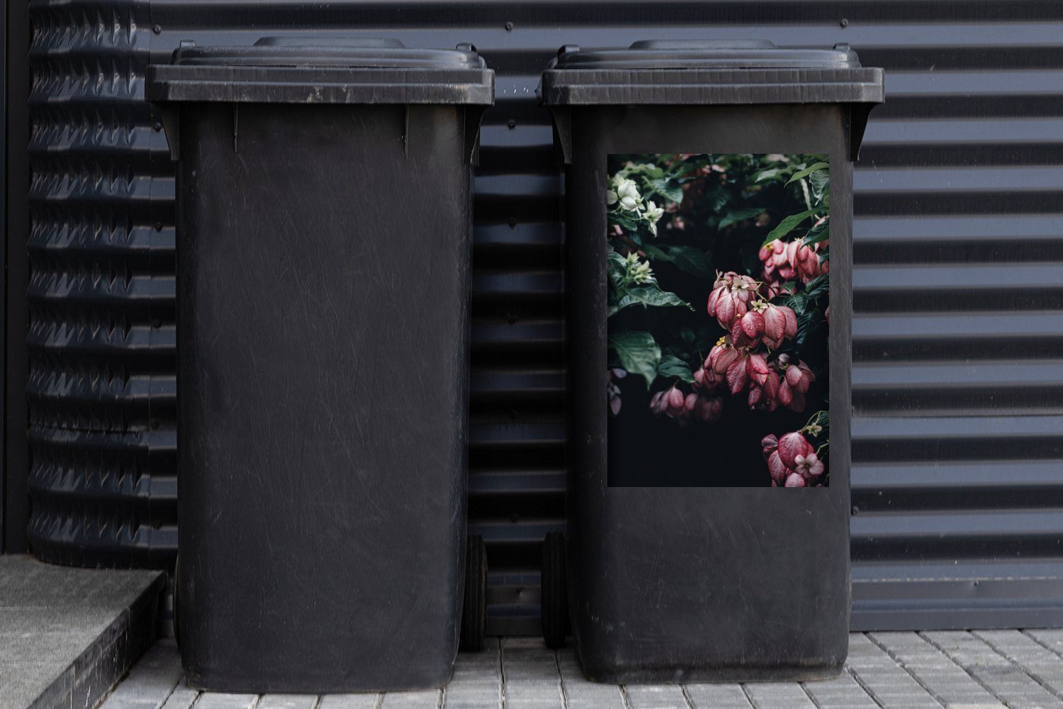 Container, Wasser MuchoWow Mülleimer-aufkleber, Sticker, Abfalbehälter Mülltonne, - Blumen Rosa St), Wandsticker (1 -