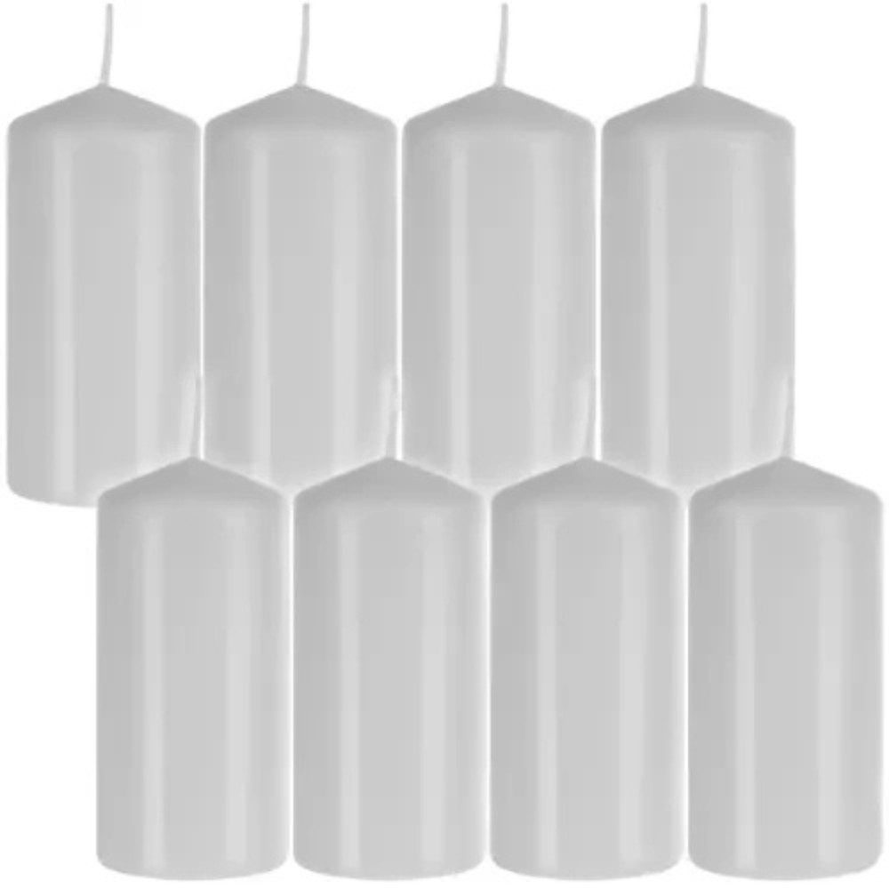 ISO TRADE Formkerze Zylinderkerze Kerze (Spar-Set, 8-tlg., zeitlos), brennt bis zu 20 Stunden