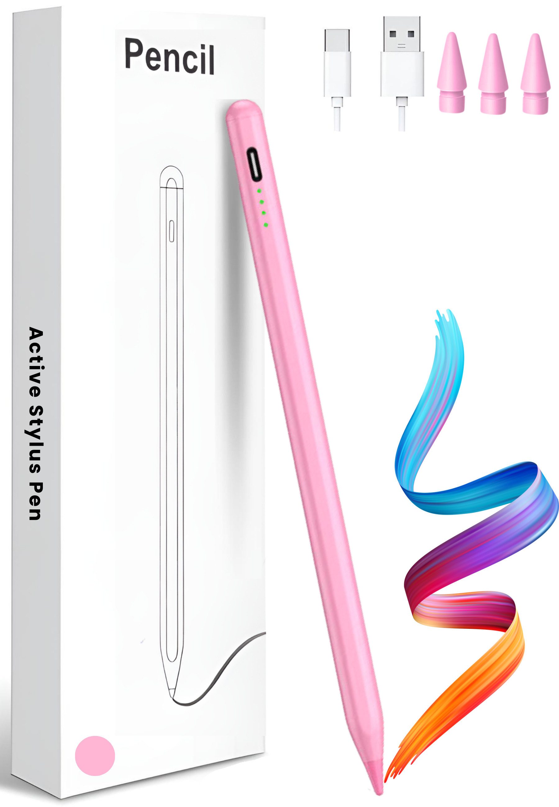 S&T Design Eingabestift Stift für iPad USB-C (2018-2024) Schnellladen für Apple iPads (2018-2024) Tabletstift Stylus Pencil 2. Generation Pen USB-C V1