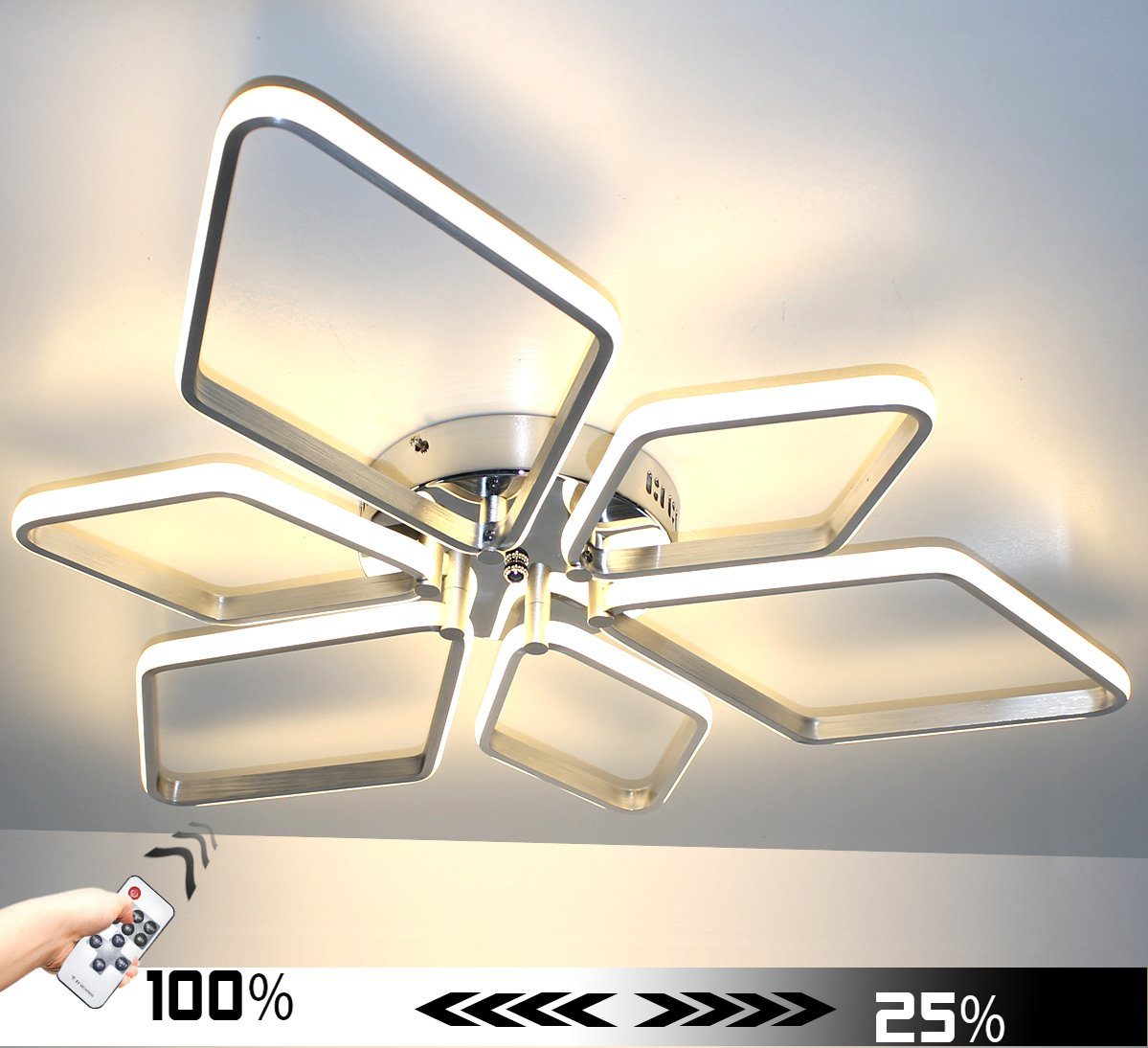 Deckenleuchte modern ideal XXL und Kaltweiß ALU Memory 39W LED / Silber groß einstellbar, Lewima mit Funktion, Warmweiß Deckenlampe Wohnzimmer Ø85cm Satiniert, »Triberg« Energiesparlampe Schlafzimmer, für Design dimmbar Fernbedienung