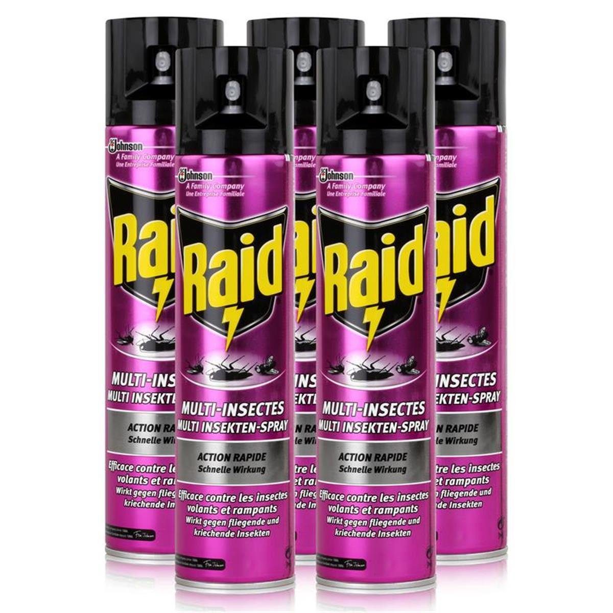 Raid Insektenfalle 5x Raid Multi Insekten-Spray Frischer Duft 400 ml - Wirkt sicher und s