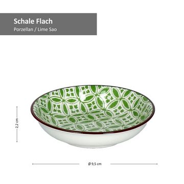 Ritzenhoff & Breker Servierschale 4er Set Schale flach 9,5cm Lime Sao - Ritzenhoff 744910, Porzellan