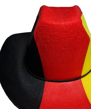 Karneval-Klamotten Kostüm Hut Deutschland Cowboyhut mit Schnurrbart Fußball, Weltmeisterschaft WM EM Fan Artikel Fußball Party