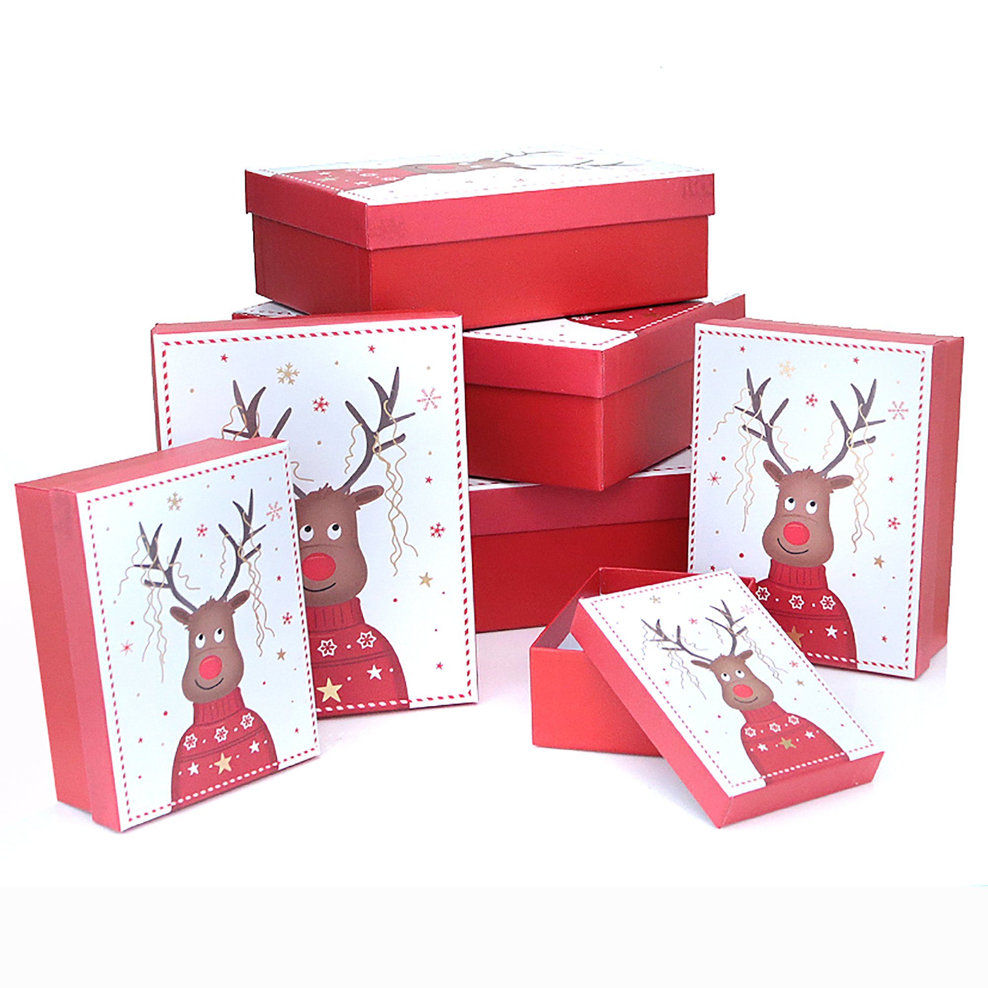 Annastore Geschenkbox 7-tlg. Set Geschenkkarton für Weihnachten - Geschenkboxen, Pappschachteln, Geschenkschachteln