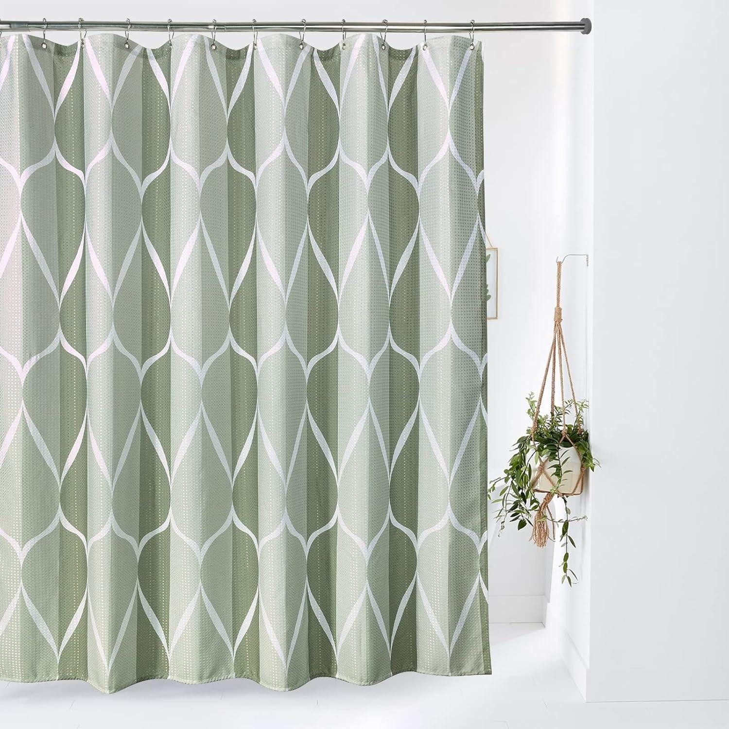 LuxusKollektion Duschvorhang Geometrischer Duschvorhang Wasserdicht 182x182cm Grün