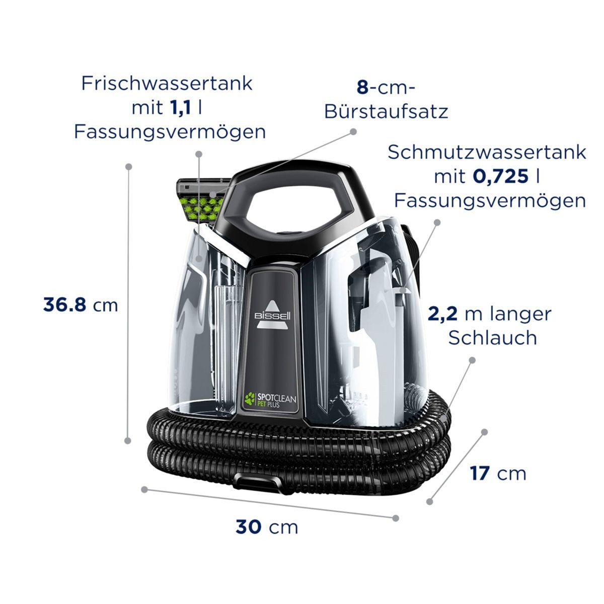 Bissell Wasch-Sauger SpotClean Pet Plus Tragbarer Fleckenreiniger