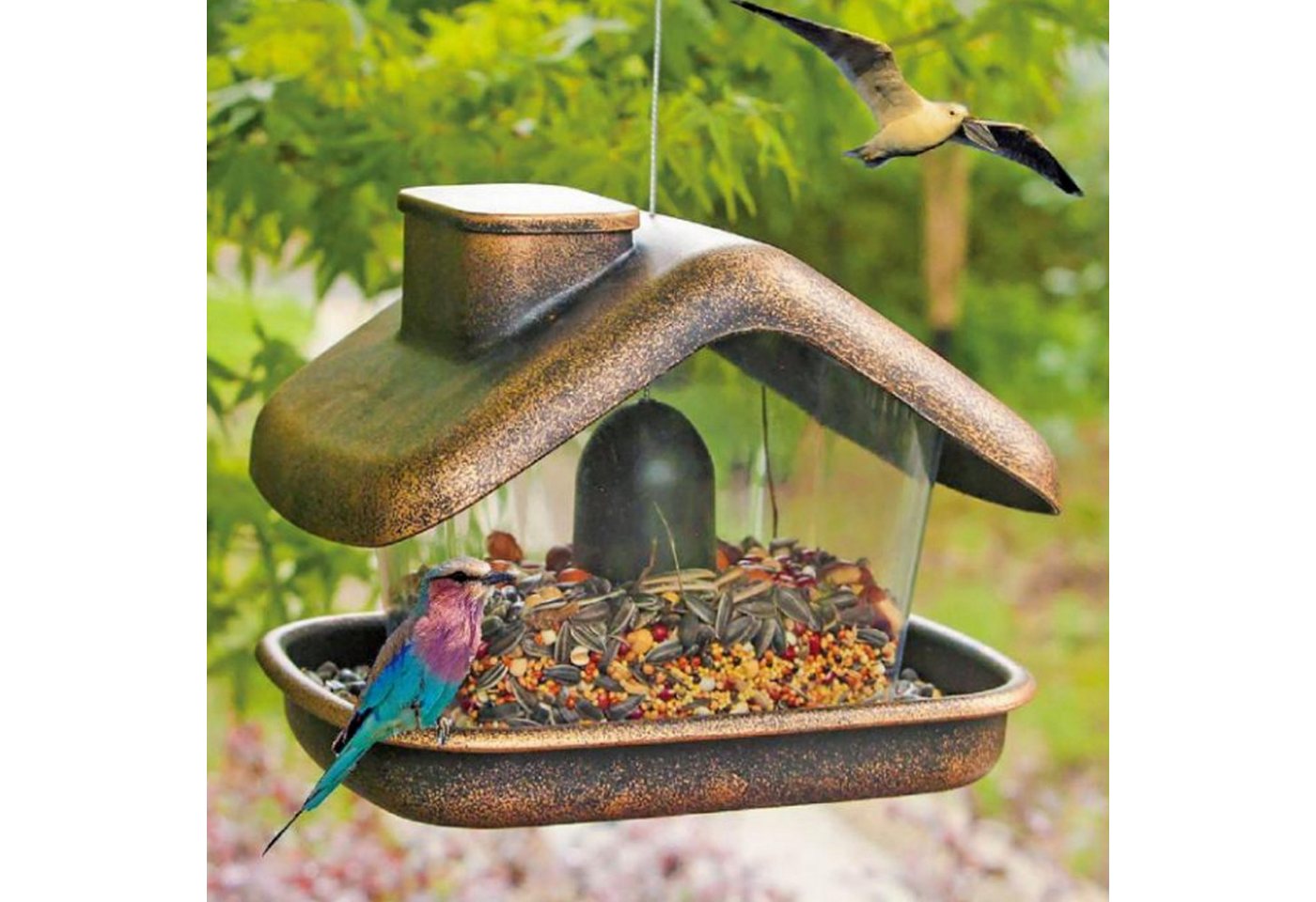 Thumbnail - HTI-Living Futterspender Vogelfutterhaus Nessa Metallic Gold, Futterspender Kunststoff zum Hängen