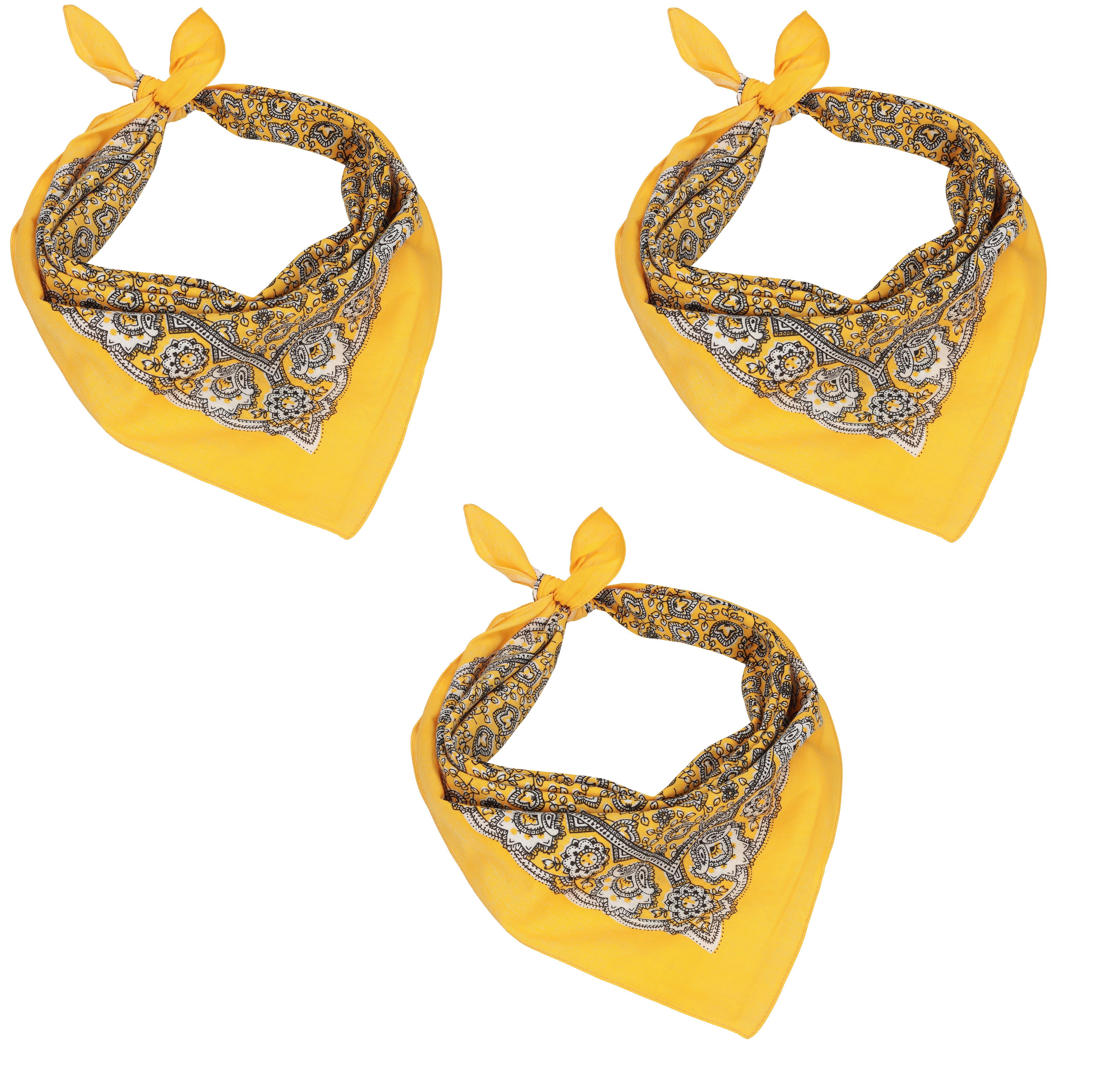 Betz Nickituch klassischem mit Paisleymuster Größe 55 x 55cm Farbe Gelb, (Set, 3-St. 3 Tücher), Nickituch Bandana Kopftuch Halstuch
