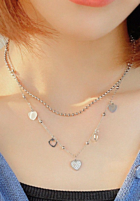 Firetti Kette mit Anhänger Schmuck Geschenk Hearts Charm, mit Zirkonia (synth)