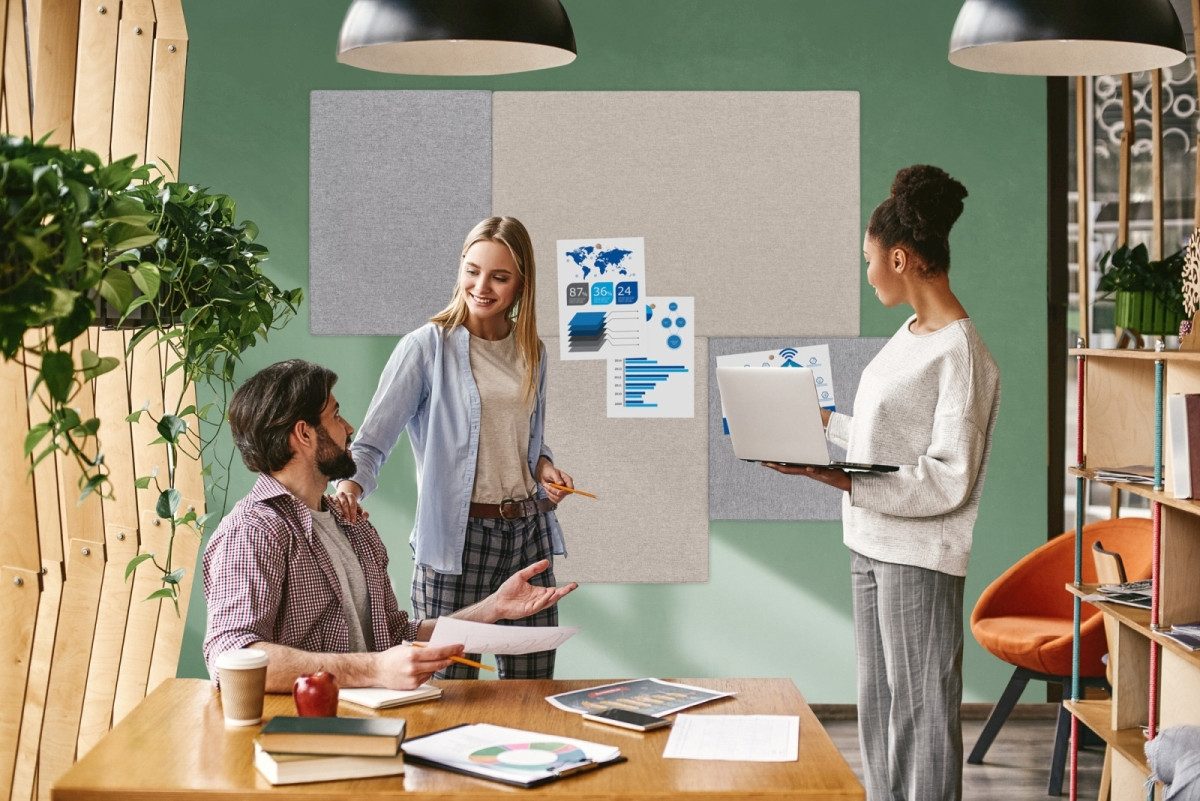 LEGAMASTER Pinnwand Akustik-Pinboard Board-Up 75x100cm quiet grey