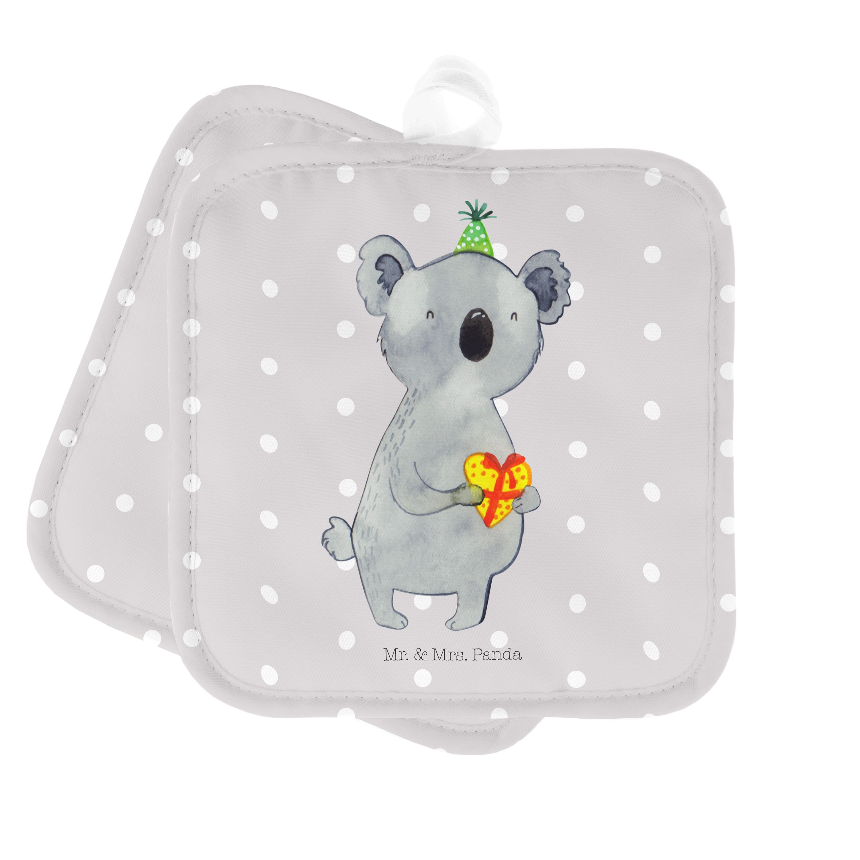 Mr. & Mrs. Panda Topflappen Koala Geschenk - Grau Pastell - Koalabär, Ofenhandschuh, Topflappen l, (1-tlg)