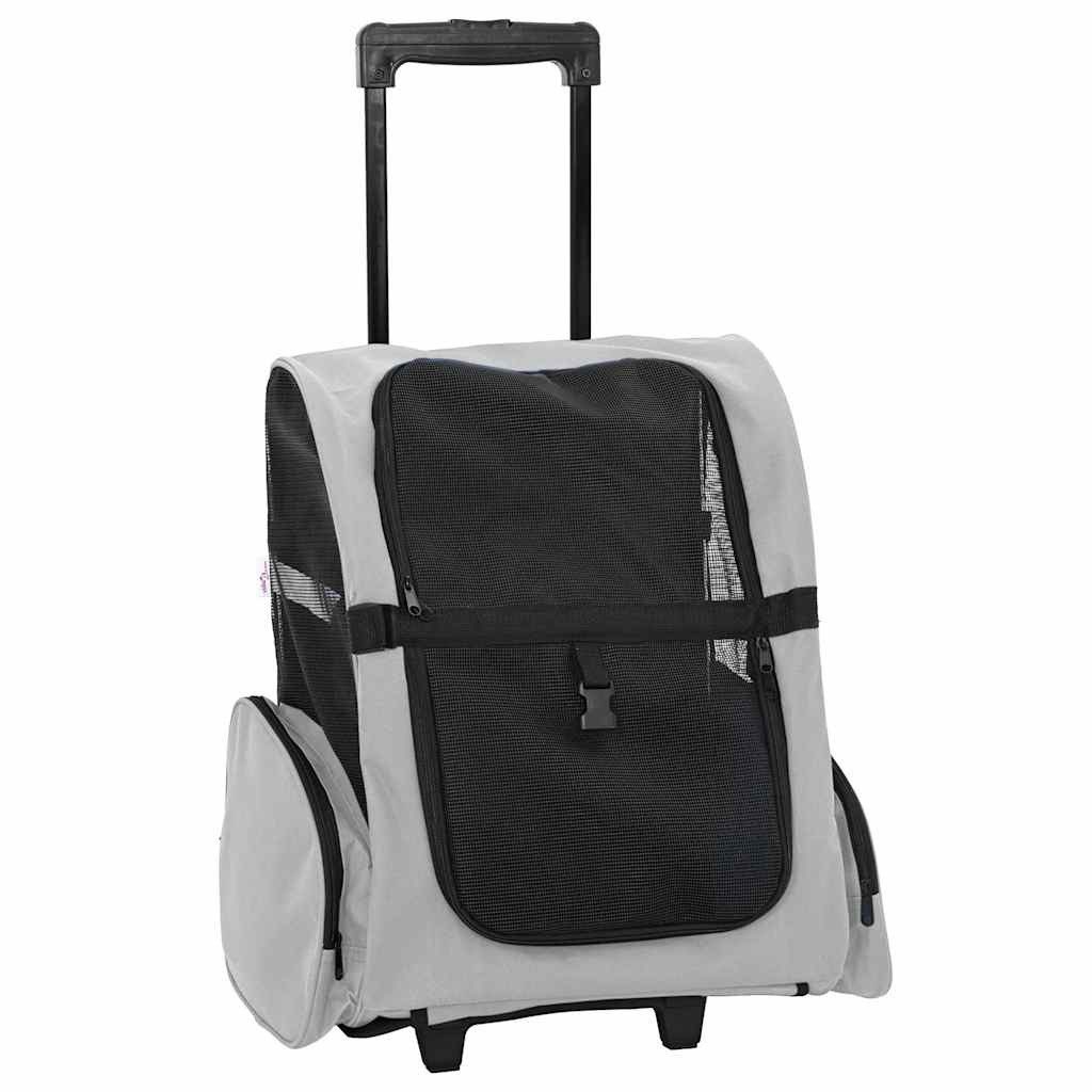 vidaXL Hunde-Transportbox 48 x 32 x 57 cm Haustier Trolley 3-in-1 Grau 48x32x57 cm für Hunde Kat