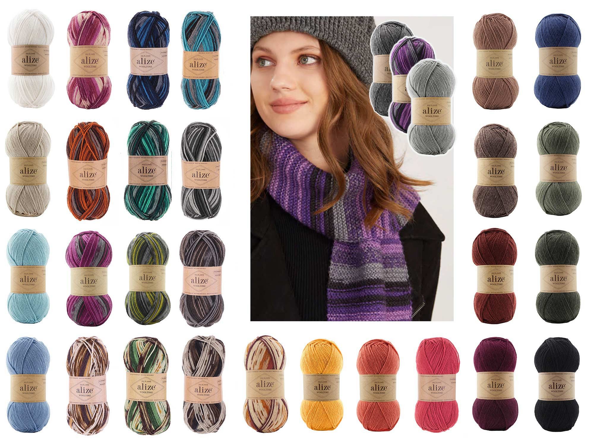Alize 5 x 100g Sockenwolle Alize Wooltime Strickgarn Häkelgarn Farbwahl Häkelwolle, 55 weiß