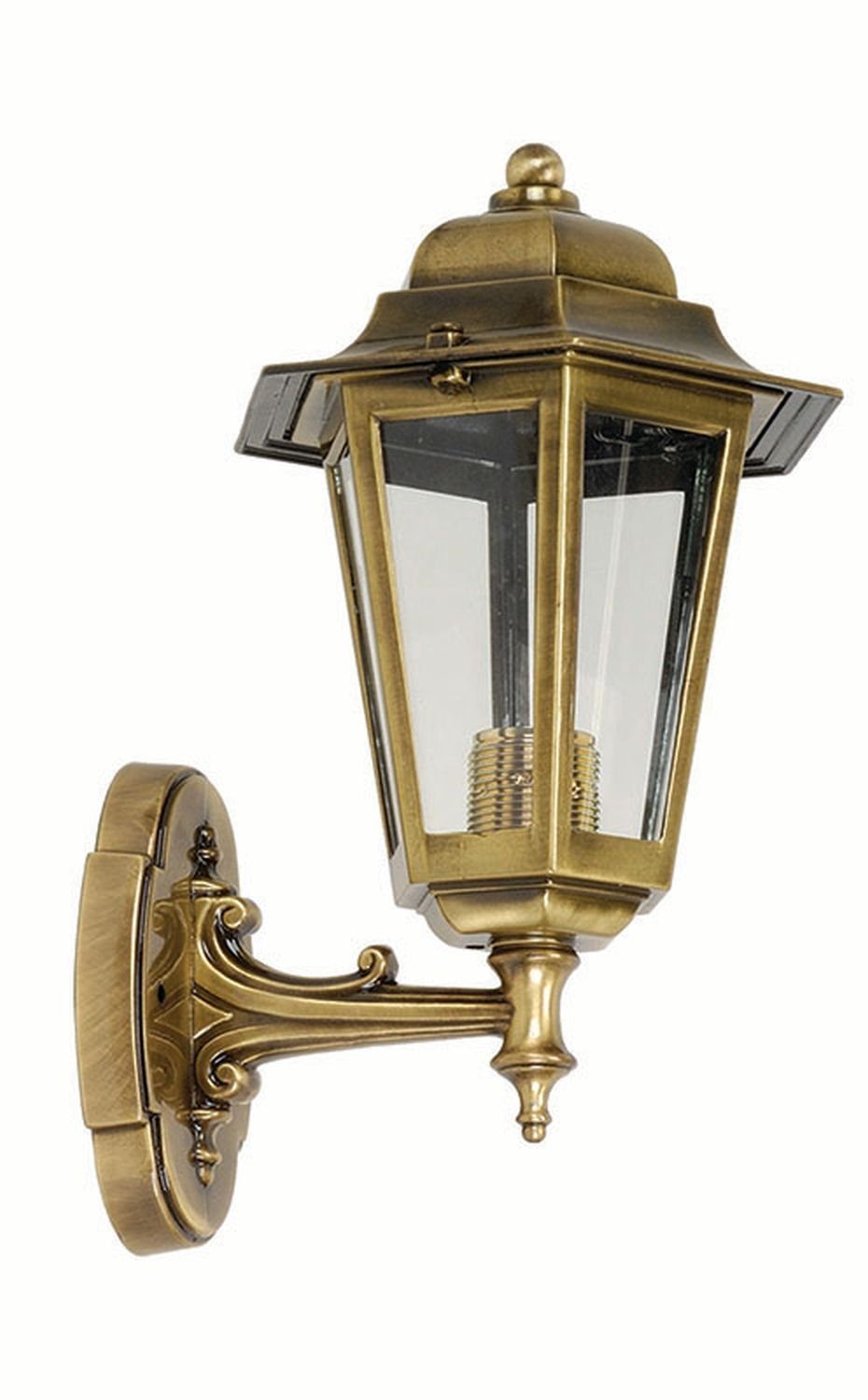 Licht-Erlebnisse Außen-Wandleuchte PRESPES, ohne Leuchtmittel, Wandlampe Messing IP43 Rustikal E27 IP43 Terrasse Balkon Laterne