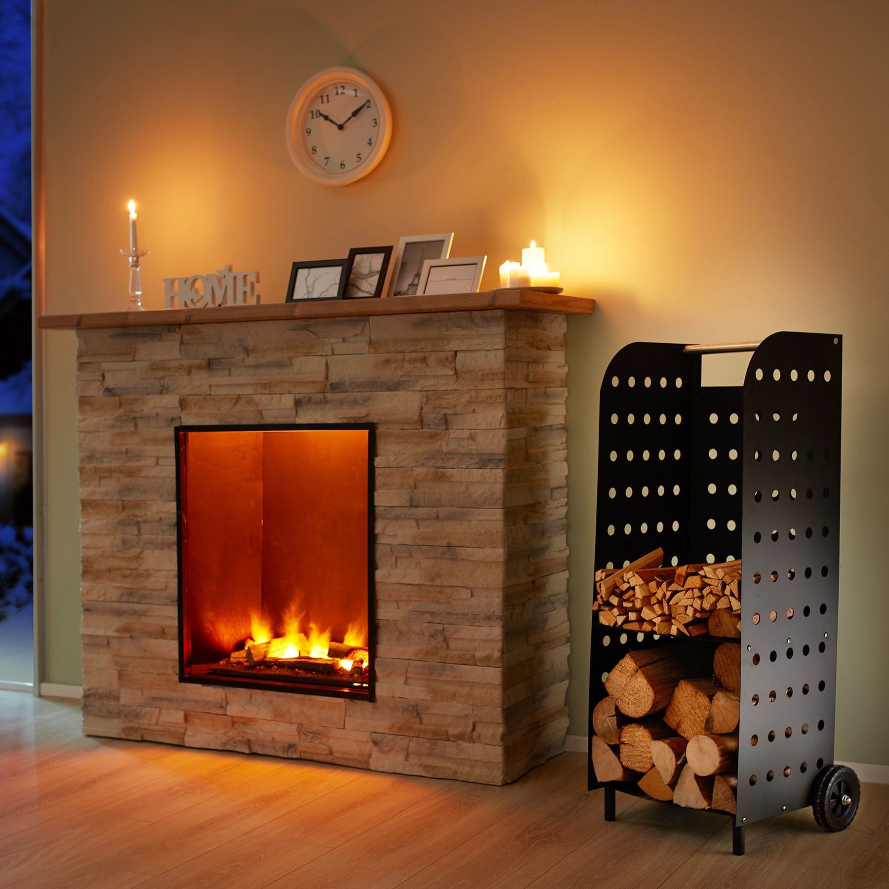tectake Kaminholzregal Holzwagen, BxTxH:45,00x55,00x104,00 cm, aus günstig online kaufen