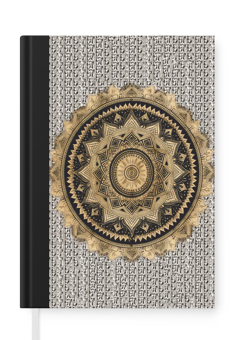 Bohème, Haushaltsbuch Luxus Tagebuch, Seiten, Notizheft, - A5, Notizbuch Mandala - Merkzettel, - Journal, MuchoWow 98 Blume - Gold