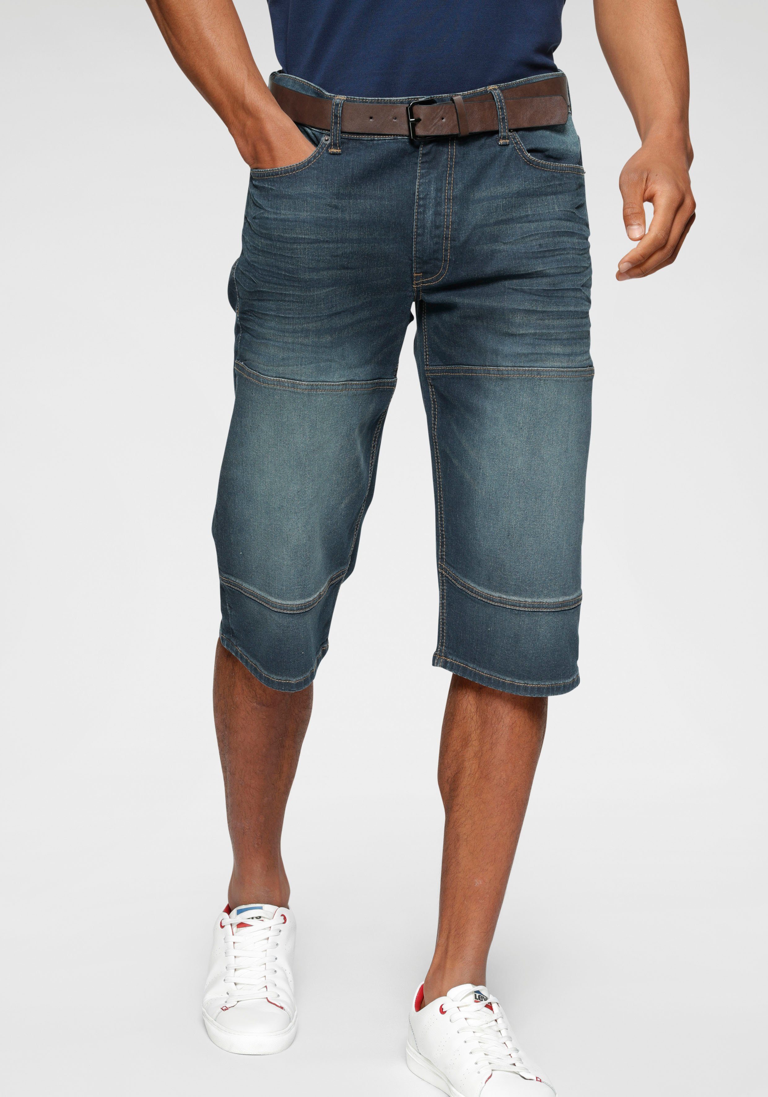 H.I.S Jeansbermudas HANTZ (Set, 2-tlg., mit abnehmbarem Gürtel) Ökologische, wassersparende Produktion durch Ozon Wash