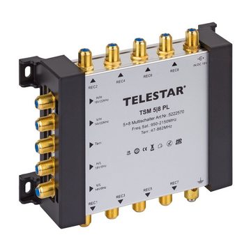 TELESTAR SAT-Multischalter TSM 5/8 PL Multischalter Verteilung bis zu 8 Teilnehmern, zum Anschluss eines Quattro-LNB, 1 Satellit