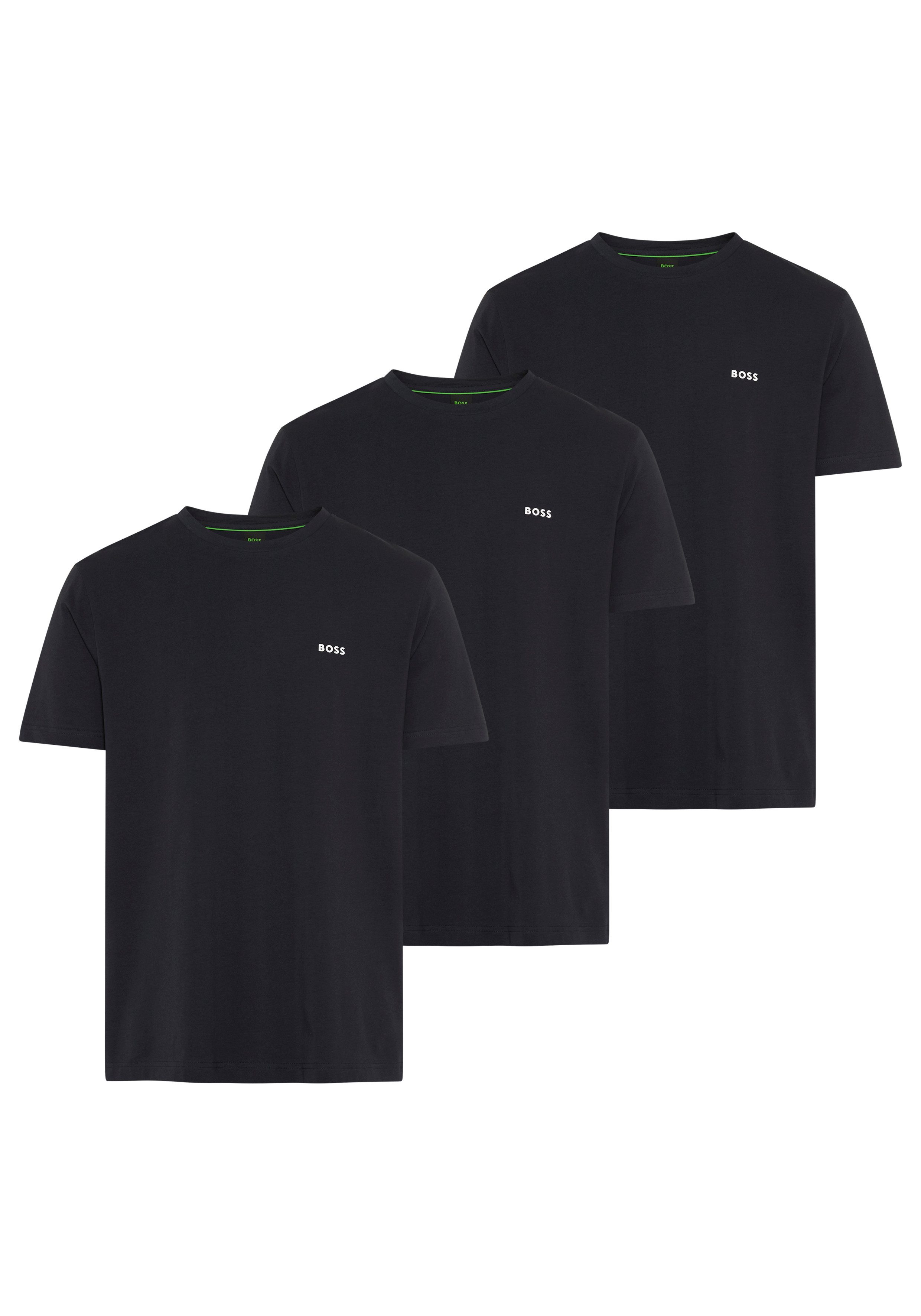 BOSS GREEN T-Shirt Tee 3Pack Regular Fit (Packung, 3-tlg., 3er-Pack) Stretch Jersey Cotton, Logo on Chest, Sparpackung