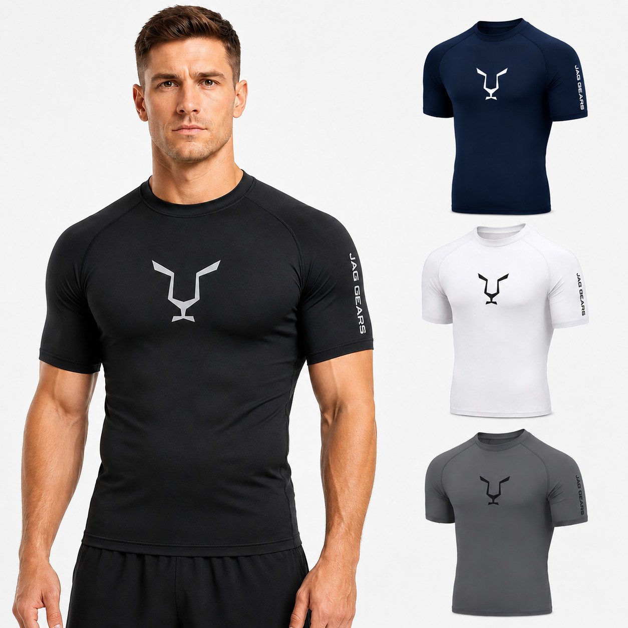 JAG GEARS Rash Guard Jag Gears Compression Rash Guard Herren – Kurzarm Funktionsshirt, (Set, 1er-pack) Geeignet für MMA Kickboxen, Muay Thai, Sparring, Training und Wettkamp