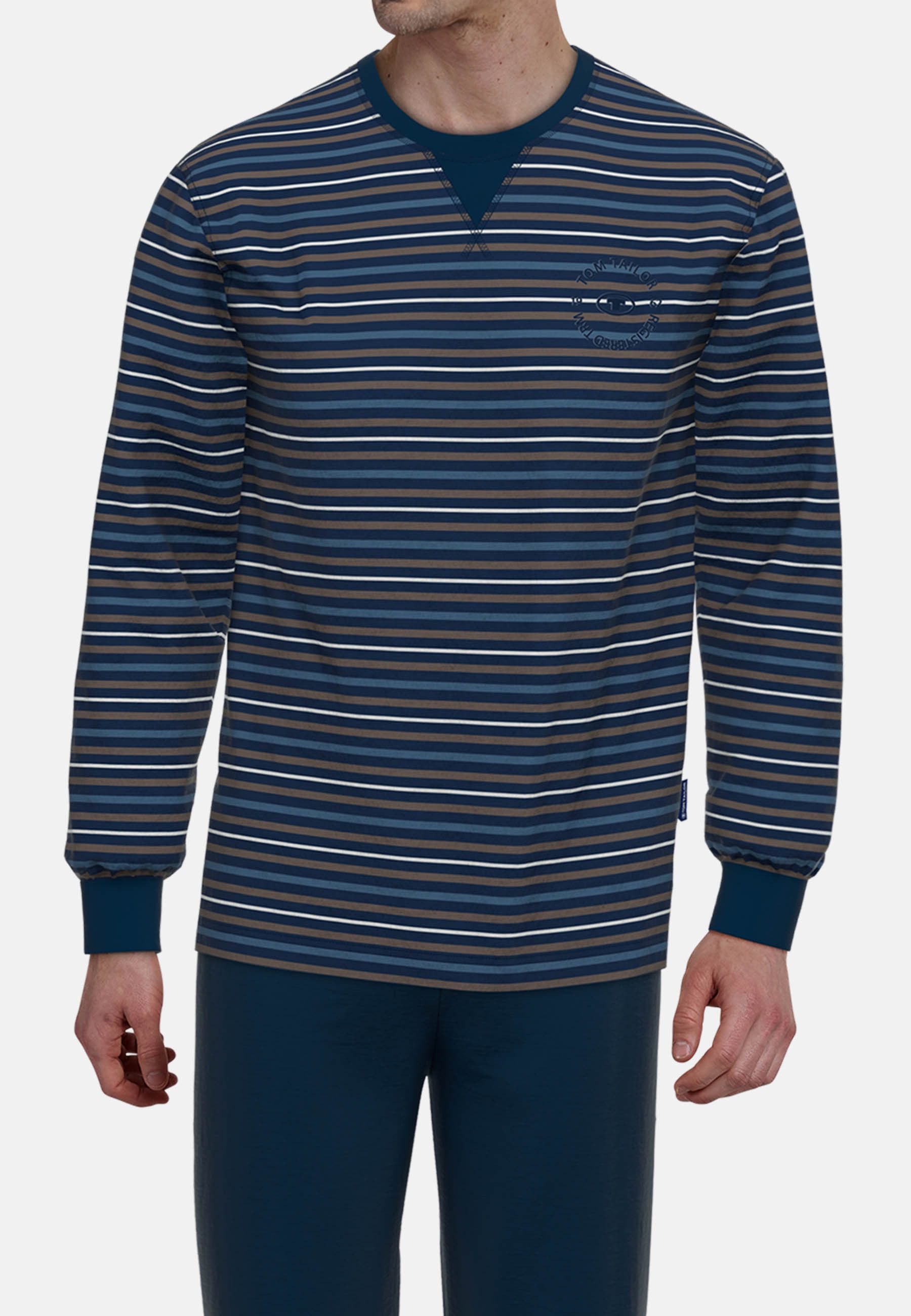TOM TAILOR Schlafanzug Rhodos Langarm, Rundhalsausschnitt, gestreift, basic günstig online kaufen