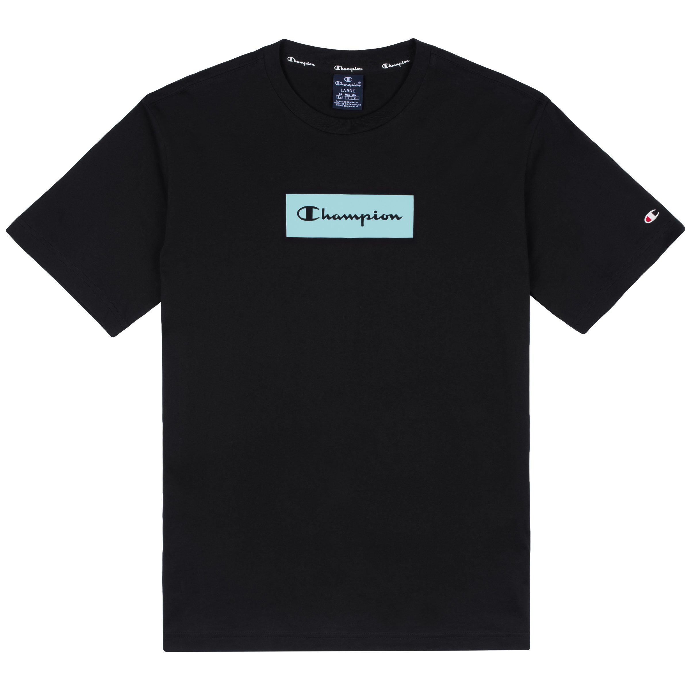 Champion T-Shirt Champion Herren T-Shirt Crewneck 215789 Adult schwarz (nbk)/blau (btt)