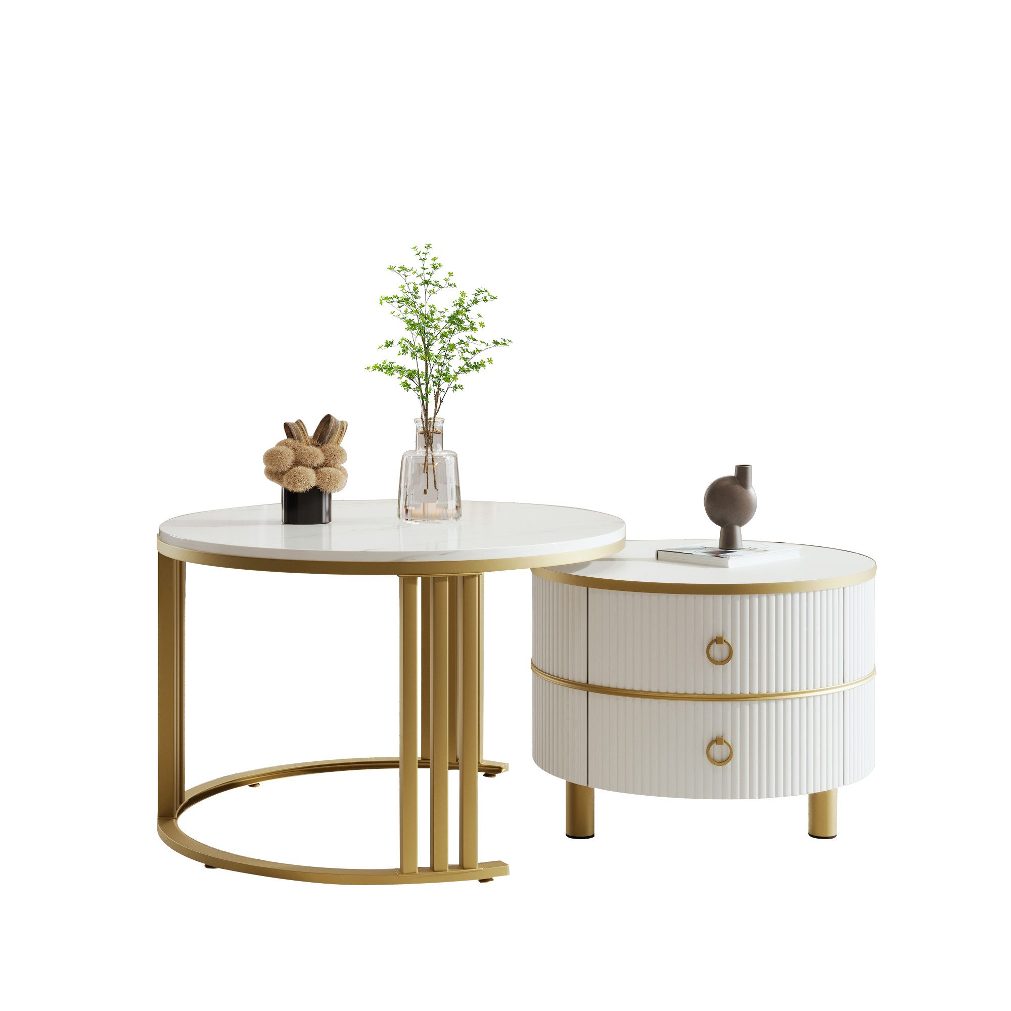 OKWISH Couchtisch 2-in-1 runder Couchtisch (Beistelltisch günstig online kaufen